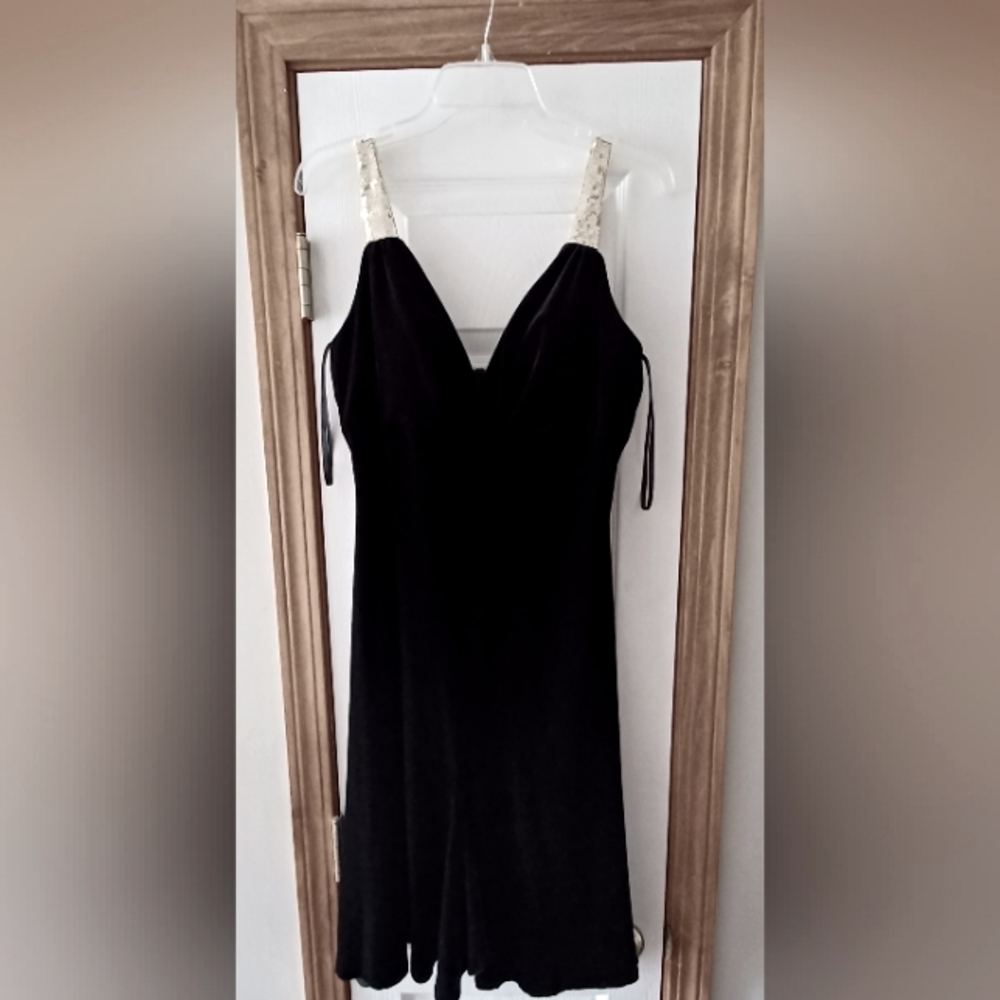 Black velour sequin midi